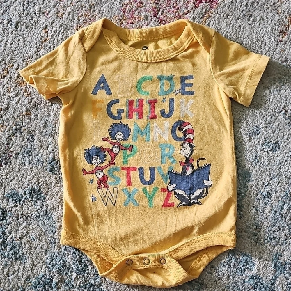 Nwot Dr. Seuss Yellow Alphabet Bodysuit
